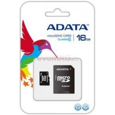 Card de memorie MicroSDHC 16GB Clasa 4 Adata + Adaptor SD AUSDH16GCL4-RA1